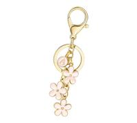 LDDIFHWW Porte-clés Lettre avec Charm de Fleur Émaillé Double Face Porte-clés Alphabet Décoratif pour Sac à Main et Sac à Dos Conçu en Alliage Usage pour Femme, Rose