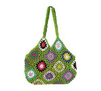 LDDIFHWW Sac Bandoulière pour Femme, Sac de Décontracté, Style Ethnique, Idéal pour Les Vacances, L'été, Accessoire Photo, Chic, Fait Main, Vert