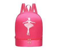 LDDIFHWW Sac de Danse Enfant Sac à Dos Fille Pack Ballet Tissu Oxford Résistant Compartiment Bas Chaussures Motif Féérique Bretelles Réglables Adapté aux Cours, Rouge Rosé, Standard