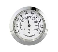 LDDIFHWW Thermomètre Analogique Mécanique Mini à Cadran Métallique Portable Mesure Fiable Précision Élevée Utilisation pour Garage Salon Chambre Boîte à Guitar, Argent 37 Mm