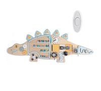 Ldduopp Mur d'Activités,Jeu Educatif en Bois Forme Dinosaure pour Développement Précoce | Panneau Mural Educatif en Bois | pour Filles Garçons Maison École Maternelle Chambre Salle de Jeux