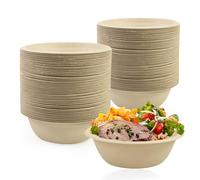 LDFDRT 100 Pcs Bols en Papier Jetables Bagasse Bols a Soupe Des Vaisselle jetable Pour Les Fêtes (naturel, 500ML)