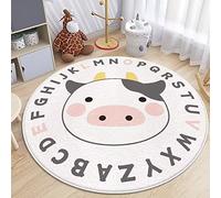 LDFHOIN 60-200 cm Tapis de maison rond lavable pour chambre d'enfant Tapis de jeu pour bébé Tapis d'éveil mignon hippopotame, vache, salon, chambre à coucher