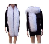 LDFWAY Châle long en fausse fourrure pour homme et femme, écharpe d'hiver chaude, col châle, étole', blanc/noir, L