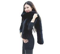 LDFWAY Châle long en fausse fourrure pour homme et femme, écharpe d'hiver chaude, col châle, étole, Noir , L