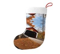 LDGSUPH Albany Chaussette de Noël double face à motif de pont recouvert de chaussettes à suspendre pour cheminée, décoration d'arbre - Polyester flanelle, fournitures de fête du Nouvel An (lot de 1)