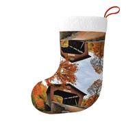 LDGSUPH Albany Chaussette de Noël double face à motif de pont recouvert de chaussettes à suspendre pour cheminée, décoration d'arbre - Polyester flanelle, fournitures de fête du Nouvel An (lot de 1)