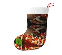 LDGSUPH Beauty Fish Chaussette de Noël double face imprimée festive à suspendre pour cheminée, décoration d'arbre - Doublure en flanelle de polyester - Fournitures de fête du Nouvel An (lot de 1)