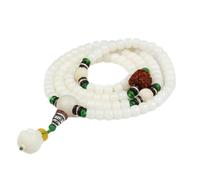 LDGSUPH Bracelet Mala, 108 perles en bois 6/7/8 mm originales avec pendentif lotus, prière bouddhiste tibétaine, collier élastique macramé fait à la main, style national juif