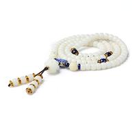 LDGSUPH Bracelet Mala, 108 perles en bois 6/7/8 mm originales avec pendentif lotus, prière bouddhiste tibétaine, collier élastique macramé fait à la main, style national juif