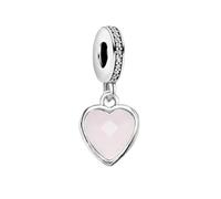 LDGSUPH Coeur avec des Pierres Roses Dangle Charm, 925 Pendentif De Charme en Argent Sterling Europe Style Club Bijoux Cadeau Romantique pour Les Femmes Hommes Filles(Ring)