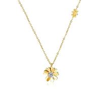 LDGSUPH Collier en acier inoxydable for femmes, simple et frais, petite fleur de marguerite, or rose, à la mode, été(Gold)