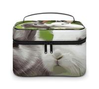 LDGSUPH Deux petits lapins mignons trousses de maquillage avec poignée portable trousse de toilette de voyage légère imperméable mignon sacs de rangement cosmétiques grande trousse de maquillage