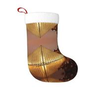 LDGSUPH Louvre Museum In Paris Chaussette de Noël double face imprimée festive à suspendre pour cheminée, décoration d'arbre, doublure en flanelle de polyester, fournitures de fête du Nouvel An (lot