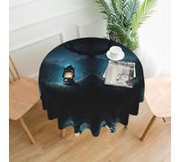 LDGSUPH Nappe ronde en polyester imperméable motif lucioles et lanternes, 152,4 cm, décoration lavable pour intérieur et extérieur, salle à manger, fête, mariage (imprimé sur un seul côté)