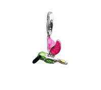 LDGSUPH Pendentif De Charme De Colibri Mignon Émail Coloré, 925 Argent Sterling Dangle Charm Convient Bracelets Et Colliers Bijoux Animaux Cadeau pour Les Femmes Hommes Filles(Lobster Clasp)