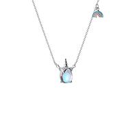 LDGSUPH Pendentif licorne en opale scintillante, collier arc-en-ciel argent Sterling 925 véritable for femmes, bijoux cadeau d'automne