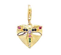 LDGSUPH Pendentifs De Charme Multicolores, Gold Dragonfly Heart Pendentif Dangle Charm 925 Argent Sterling Bohémie Cadeau pour Les Femmes Hommes Filles