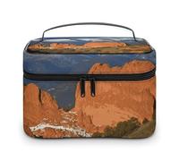 LDGSUPH Pikes Peak Colorado Trousse de maquillage portable avec poignée - Trousse de toilette de voyage légère et imperméable - Joli sac de rangement pour cosmétiques - Grande trousse de maquillage