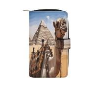 LDGSUPH Pyramid Camel Portefeuille long de voyage pour adulte avec fermeture éclair et porte-cartes multifonction 12 emplacements pour cartes