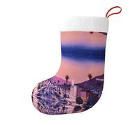 LDGSUPH The Old Hollywood Chaussette de Noël double face à imprimé festif à suspendre pour cheminée, décoration d'arbre - Doublure en flanelle de polyester - Fournitures de fête du Nouvel An (lot de 1