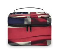 LDGSUPH Trousse de maquillage avec poignée drapeau des États-Unis - Portable - Trousse de toilette de voyage légère et imperméable - Sacs de rangement pour cosmétiques mignons - Grande trousse de