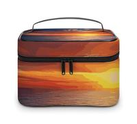 LDGSUPH Trousse de maquillage avec poignée - Légère et imperméable - Motif mer et coucher de soleil - Pour femme