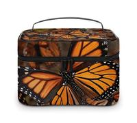 LDGSUPH Trousse de maquillage avec poignée - Motif papillons monarques - Portable - Légère et imperméable - Pour femme