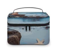 LDGSUPH Trousse de maquillage de plage en forme d'étoile de mer avec poignée, trousse de toilette de voyage, légère, imperméable, jolie trousse de rangement pour cosmétiques pour femme