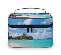 LDGSUPH Trousse de maquillage de plage tropicale avec poignée, trousse de toilette de voyage, légère, étanche, sac de rangement mignon, grande trousse de maquillage tendance pour femme