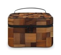LDGSUPH Trousse de maquillage en bois avec poignée - Trousse de toilette de voyage légère et imperméable - Joli sac de rangement pour cosmétiques - Grande trousse de maquillage tendance pour femme