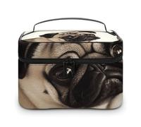 LDGSUPH Trousse de maquillage portable avec poignée en forme de carlin - Légère et imperméable - Pour femme