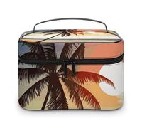 LDGSUPH Trousse de maquillage portable avec poignée en forme de palmier sur la plage - Légère et imperméable - Pour femme