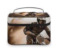 LDGSUPH Trousse de maquillage pour motocross avec poignée - Portable - Légère et imperméable - Pour cosmétiques - Grande trousse de maquillage tendance pour femme