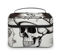 LDGSUPH Trousse de maquillage Squelette Chef avec poignée, trousse de toilette de voyage légère et imperméable, sac de rangement mignon, grande trousse de maquillage tendance pour femme