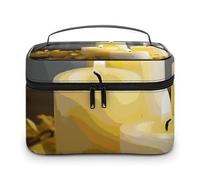 LDGSUPH Trousse de toilette de voyage légère et imperméable avec motif papillon jaune avec bougies blanches, grande trousse de maquillage tendance pour femme