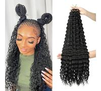 LDGUGO Curly Braiding Hair for Black Women Deep Wave Ocean Wave Crochet Hair Water Wave Braiding Hair for Boho Braids Twist Crochet Hair - Wet and Wavy Braiding Hair Extension 24 Inch Pack of 6