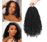 LDGUGO Yanky Twist Lot de 8 extensions de cheveux synthétiques pré-bouclés torsadés au crochet pour femme noire, 35,6 cm