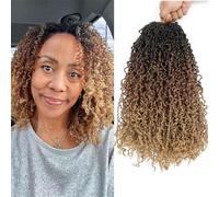 LDGUGO Yanky Twist Lot de 8 extensions de cheveux synthétiques pré-torsadés au crochet pour femme noire, 30,5 cm