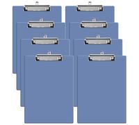 LDHHYH 8 Pièces Porte bloc A4 avec Pince, Porte Documents Plastique avec Clip en Métal et œillet de Suspension Rétractable, Clip Planches pour Bureau, Salle de Classe, le Restaurant - Bleu