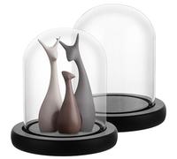 LDHHYH Cloche en verre avec fond en bois, cloche en verre de 10 cm de haut, cloche décorative, cloche en verre transparent, avec fond en bois, cloche en verre, cloche décorative pour poupées,