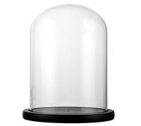 LDHHYH Cloche Verre Décorative 15x21cm, Dôme Transparent avec Base Noire, Idéal pour Bougies, Plantes Succulentes et Souvenirs, Design Raffiné
