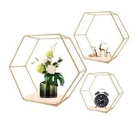 LDHHYH Étagères Murales Hexagonales Lot de 3, Etagere Murale Hexagonales, Etagère Murale Or Flottantes,Etagere Murale Hexagonales, Etagere Rangement pour Salon Chambre Bureau