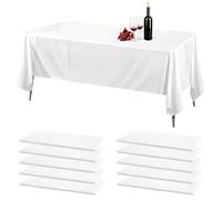 LDHHYH Lot de 10 Nappes Jetables Blanches, 137cm x 274cm Nappe Blanche Rectangulaire, appe Plastique pour Table Rectangulaire de 8 Pieds, Nappes en PE Blanc pour Décorations Mariage, de fête