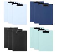 LDHHYH Lot de 12 porte-blocs A4 - 31,5 x 22,5 cm - Porte-bloc coloré avec pince en métal et boîte de suspension - 4 clips en plastique coloré - Pour l'école, la maison, le bureau