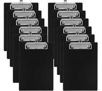 LDHHYH Lot de 12 porte-blocs A5 en plastique noir avec trou, porte-bloc avec pinces, porte-bloc en plastique noir pour l'école, la maison, le bureau