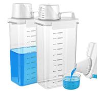 LDHHYH Lot de 2 Distributeur Lessive Liquide 2300ML, Boîte de Rangement Lessive en Poudre avec Doseur Lessive Liquide, Bidon Lessive Liquide Vide Gradué pour Buanderie, 30x13x8cm