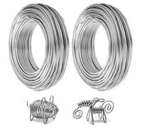 LDHHYH Lot de 2 rouleaux de fil en aluminium souple et pliable pour la fabrication de bijoux, couronnes, sculpture, modélisation - Argenté - 3 mm d'épaisseur - 25 m
