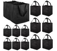 LDHHYH Lot de 20 sacs fourre-tout réutilisables en tissu non tissé avec poignées - Sacs de courses en tissu écologique et pliable pour le stockage de détail, cadeaux, fête, marché (32 x 38 x 25 cm)