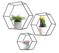 LDHHYH Lot de 3 Etagere Murale hexagonale,Etagere Murale Fer, Etagere Murale Hexagonales Noir,Etagere Murale Fer, Étagères Métalliques de Rangement pour Cuisine, Salle de Bain, Salon Chambre Bureau